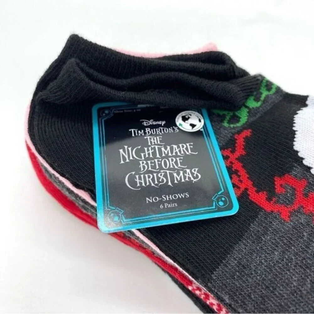 Disney Nightmare Before Christmas Women's No Show Socks 6 Pairs New